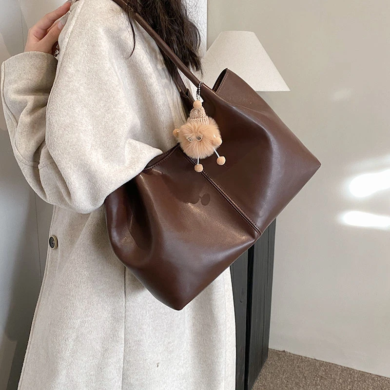 

New Women's Shoulder Bag 2024 Trendy Design High-end PU Solid Color Versatile Car Stitching Casual Business Handbag 여자 가방