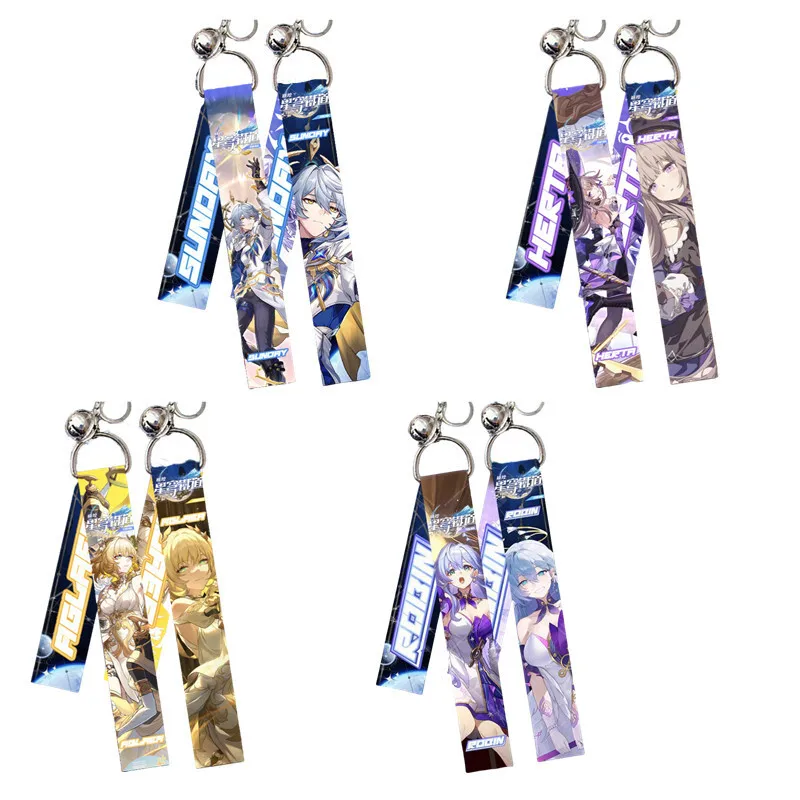 Honkai Star Rail Figure Sunday The Herta Aventurine Robin Pendant Bell Double-sided Ribbon Hanging Bag Streamer Keychain Gift