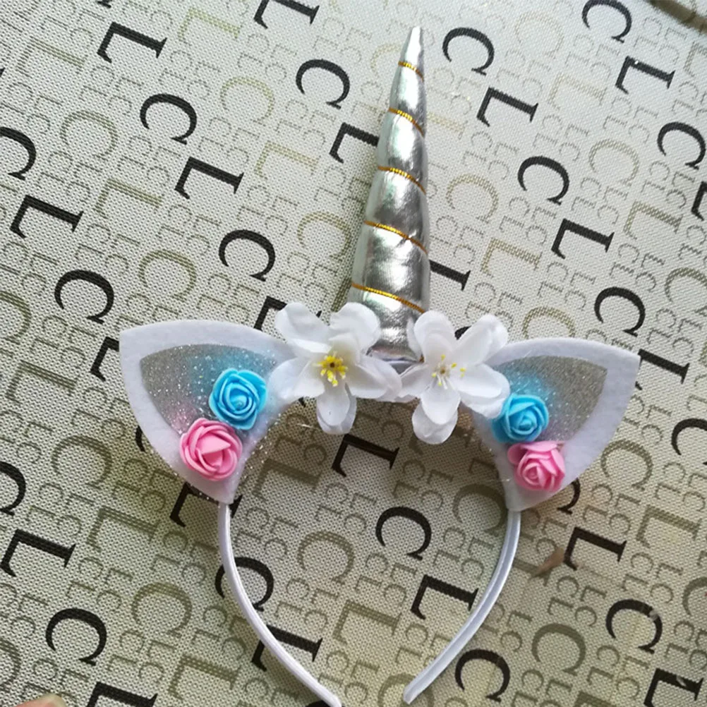 

5 шт., повязка для волос с единорогом, блестка, детская повязка на голову с ушками, аксессуар для костюма на день рождения, желтый, синий, красочный, розовый, розовый