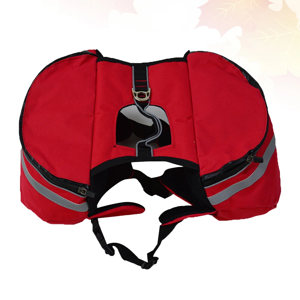 

For Hiking Camping Travel Sturdy Waterproof Oxford Material Pet Carrier Leash Hook Side Pockets Bright Fluorescent Red Size