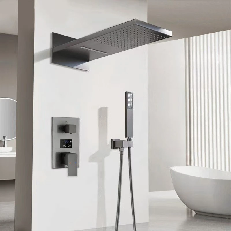 Concealed Shower Faucets Household Recessed Practical Double Handle Digital Bathroom Faucet Shower Head Bathroom Accessories