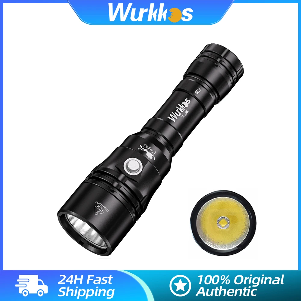 Wurkkos DL20R الغوص مصباح يدوي 18650 قابلة للشحن تحت الماء فانوس 3200LM XHP50.2 LED مصباح ضوء خارجي لصيد الأسماك