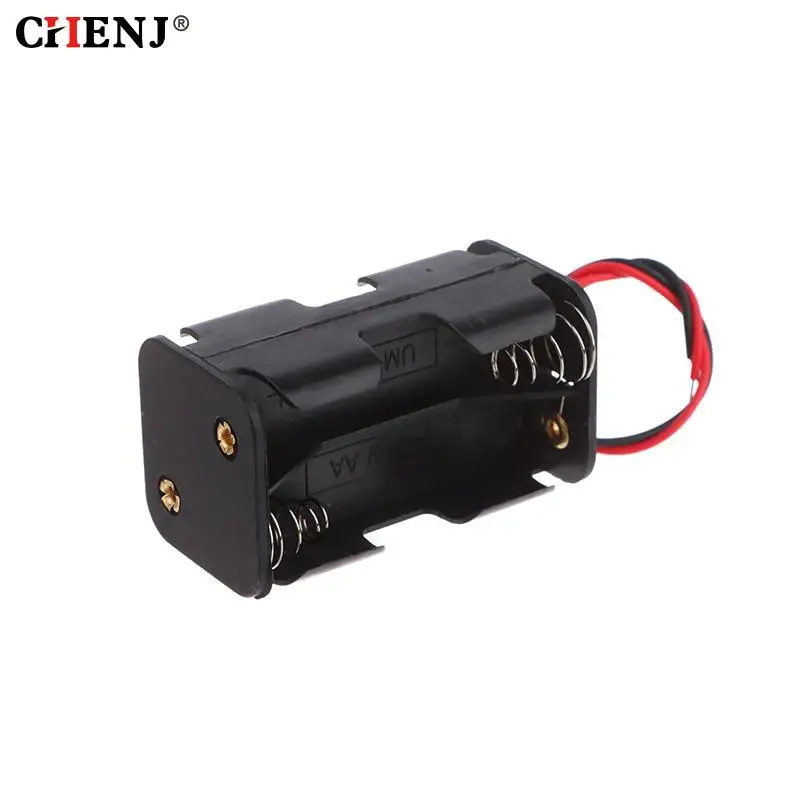 Soporte de batería AA de 6V para 4 pilas AA, caja de almacenamiento de plástico, doble capa con cable, almacenamiento de batería de plomo