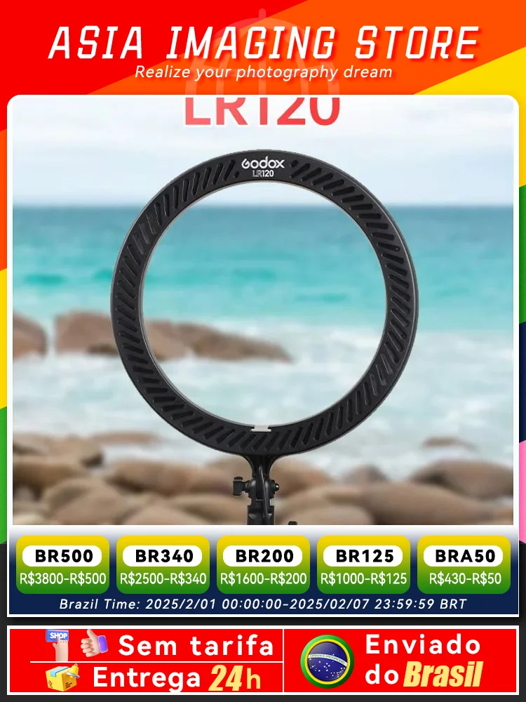 Godox LR120 LR150 LED مصباح مصمم على شكل حلقة مصباح حلقي ثنائي اللون 3000K-6000K مصابيح حلقة للفيديو يوتيوب Ringlight ماكياج ضوء