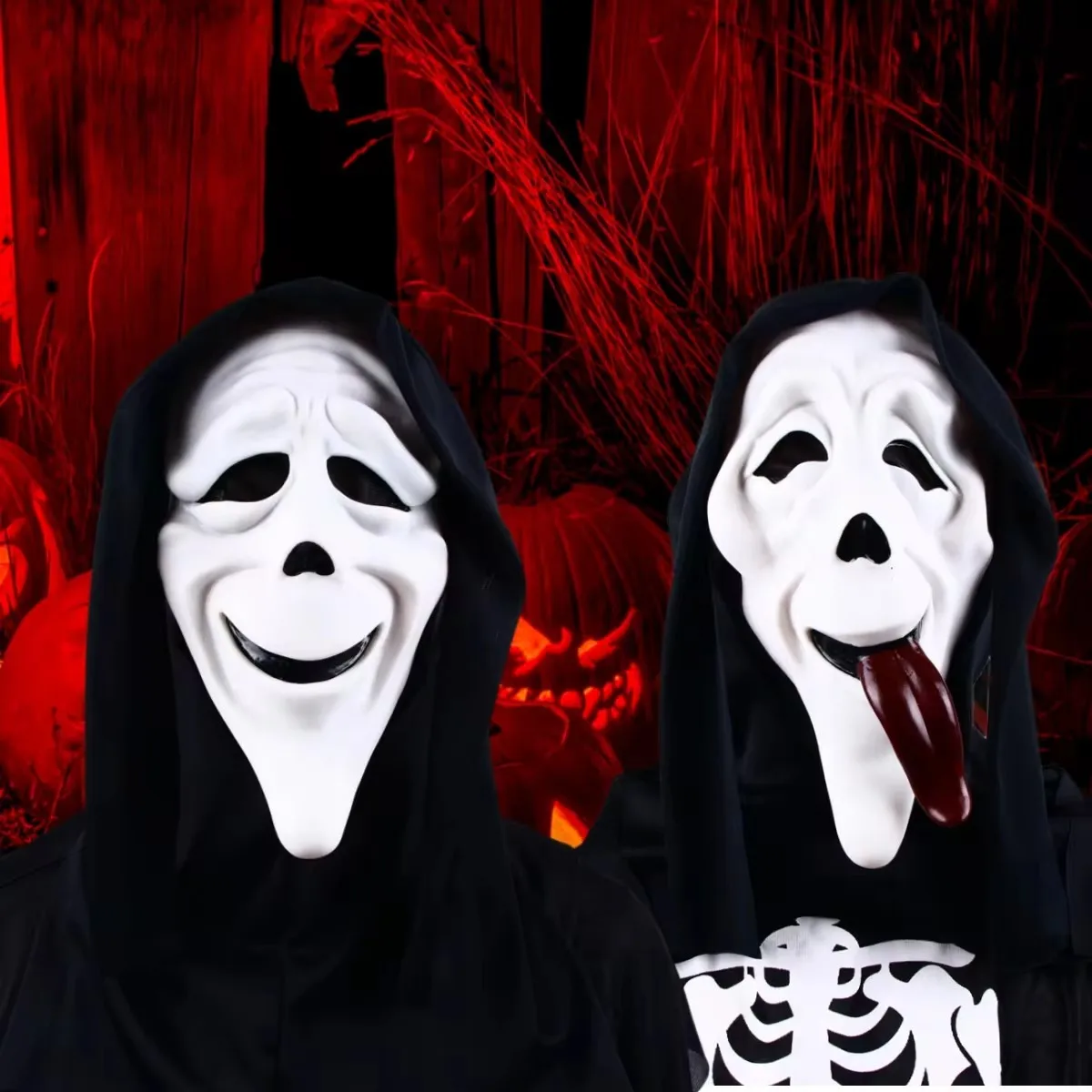 

Realistic Movie Scary Ghost Mask Halloween Creepy Devil Mask Stick Tongue Out Helmet Horror Demon Cosplay Party Costume Props