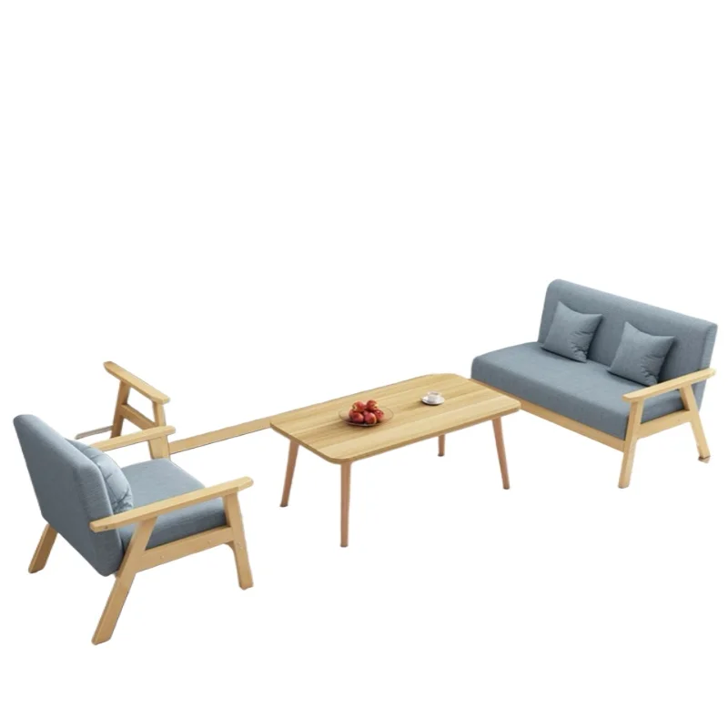 

Sofa small apartment living room three-person rental room office e****mical simple double fabric sofa