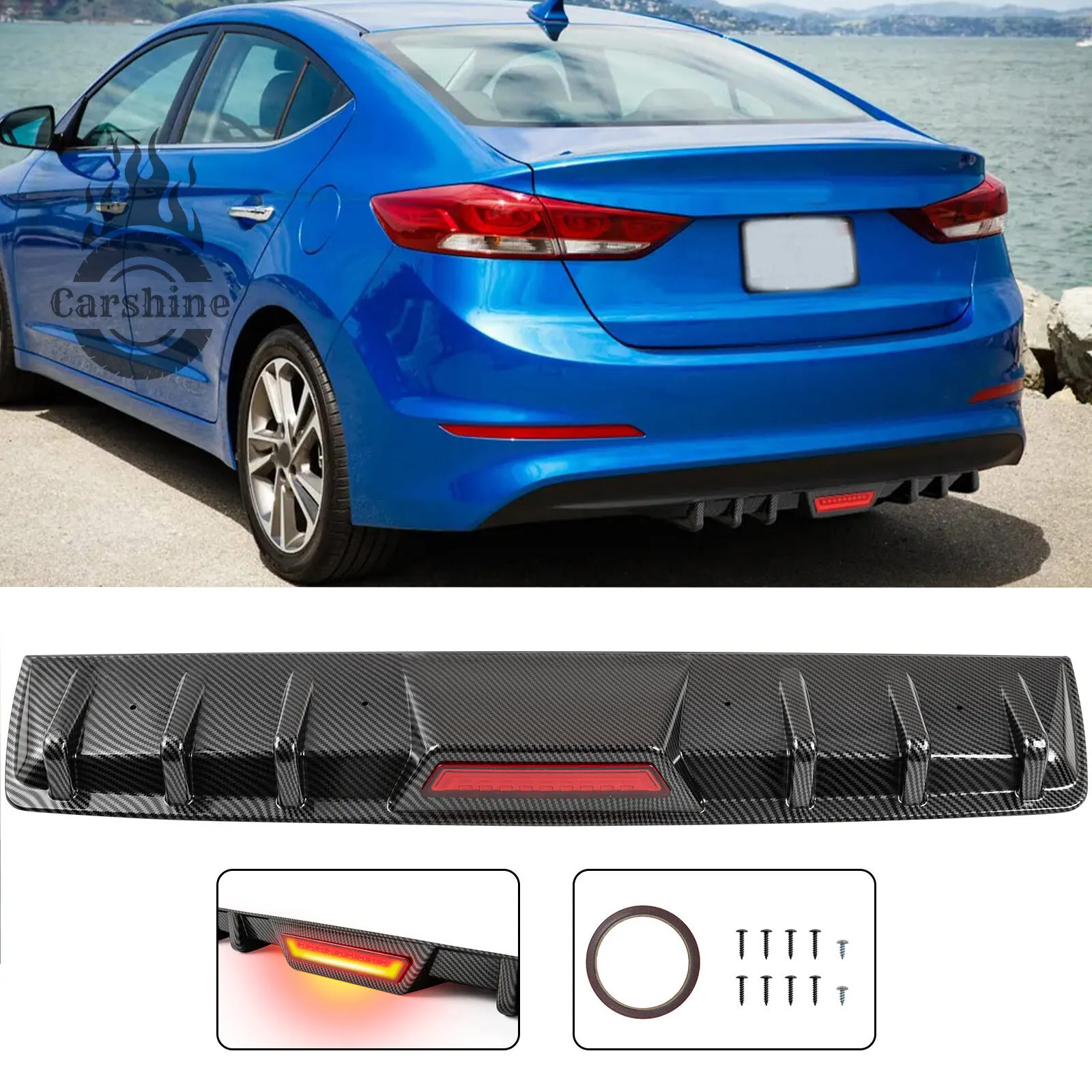 

Диффузор заднего бампера с LED-стоп-сигналом для Hyundai Elantra 2021, новый