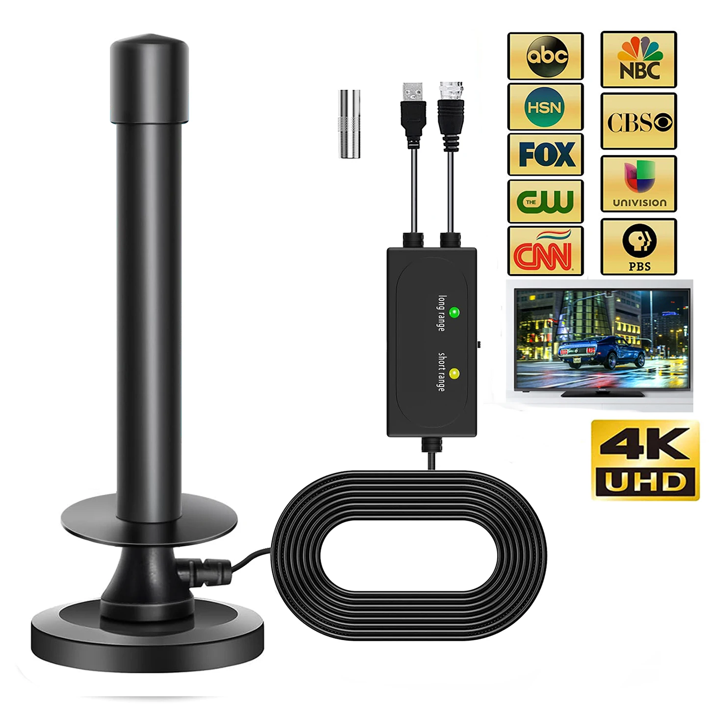 

Digital HD TV 360° & Long Range Reception TV Antenna with Strong Magnetic Base TV Reception Indoor and Outdoor Digital Antenna