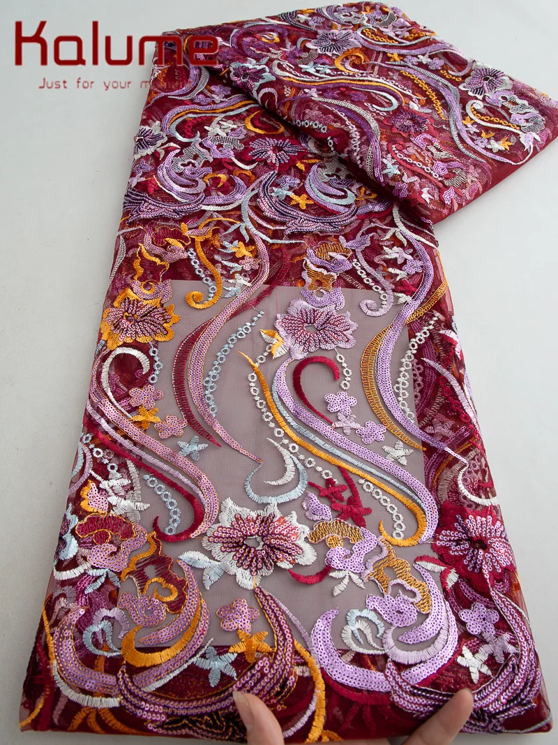 

Кружевная ткань из тюля Kalume, ткань для шитья, блестки 5 ярдов, высокое качество для шитвечерние вечерних платьев F2651