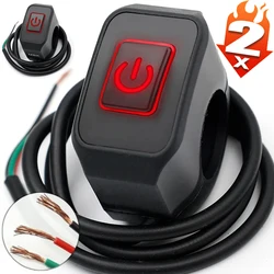 22mm Motorcycle Switch Button Handlebar Mount Waterproof Modified Switch Headlight Horn Control ON/OFF with LED Display Lamp