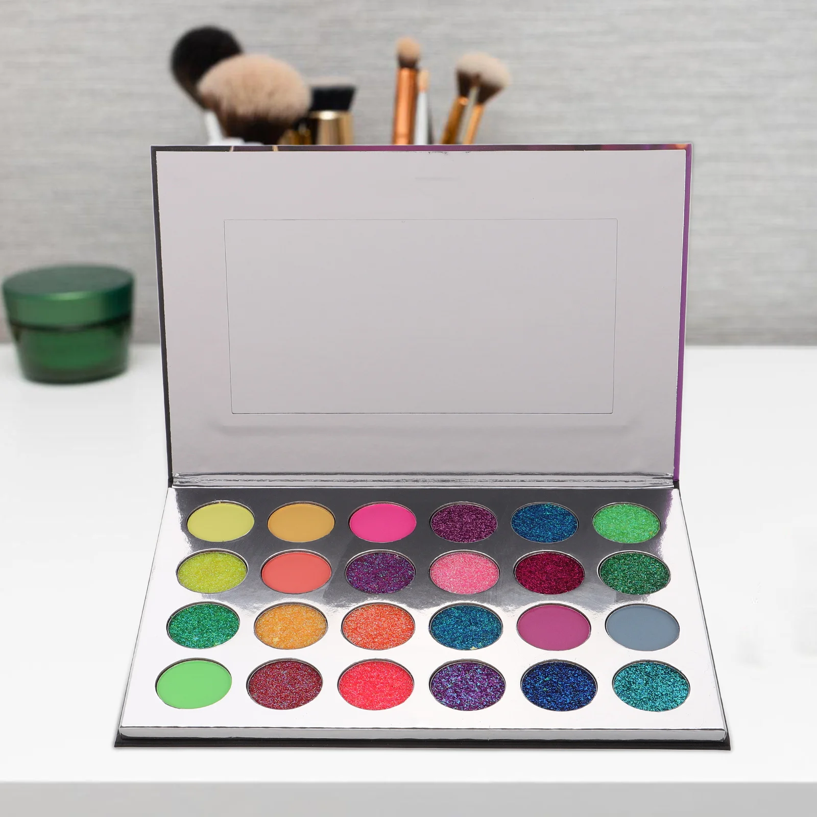 Brilha no escuro paleta de sombra multicolorido glitter maquiagem para festa de halloween palco viagem feminino sombra de olho conjunto