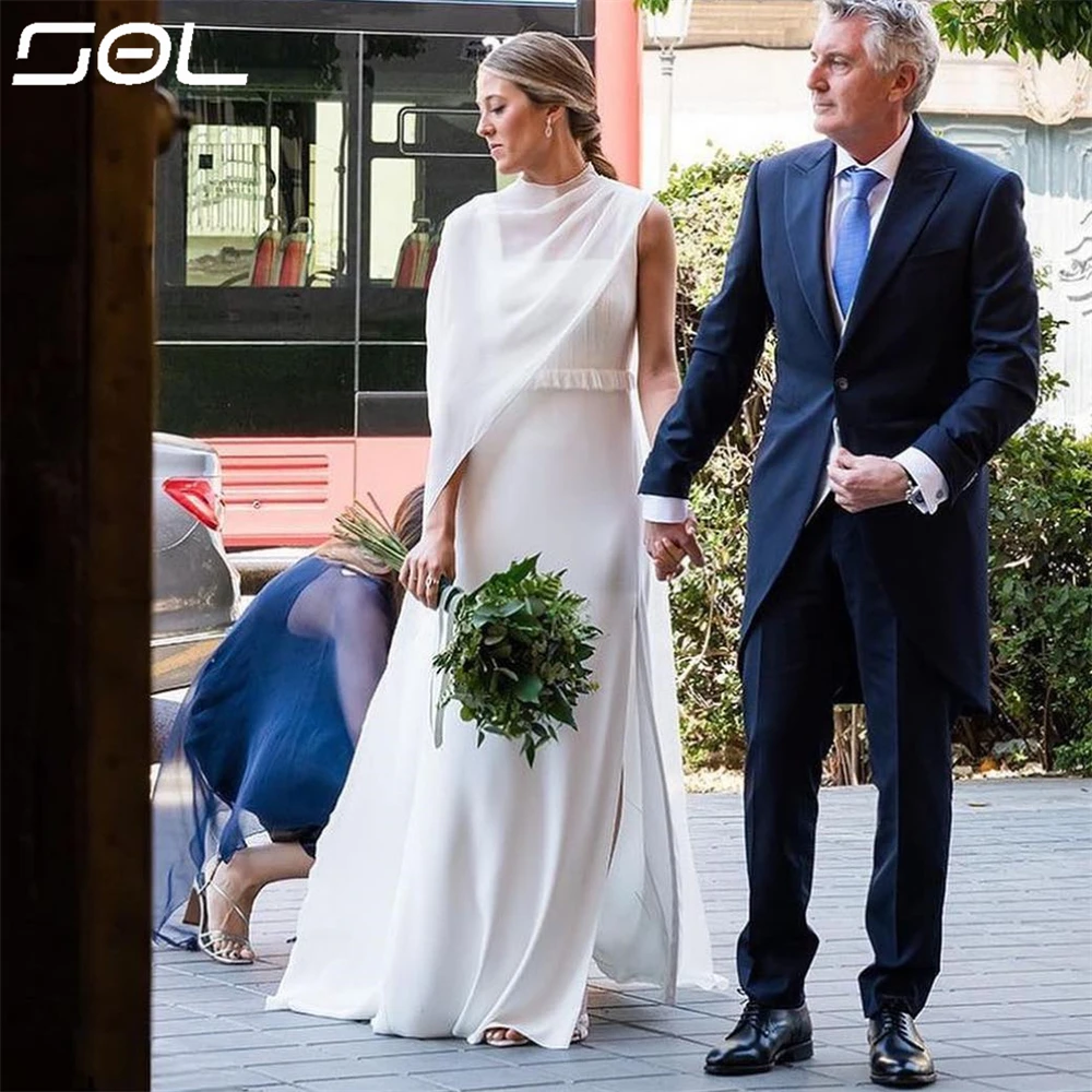 Vestido De Novia De satén plisado con tirantes finos, chales desmontables con Espalda descubierta, estilo sirena