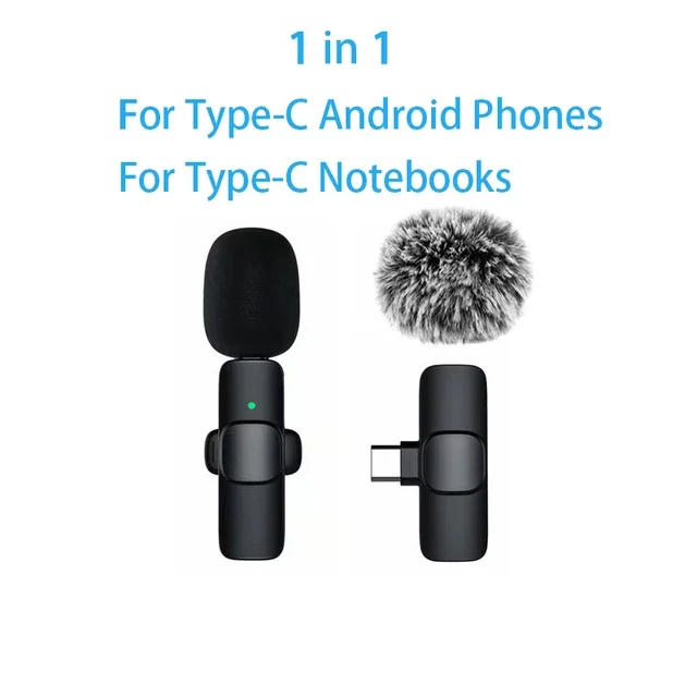 Lavalier Microphone 2.4G Wireless Portable Audio Video Recording Mini Mic for iPhone Android Live Broadcast Gaming Phone