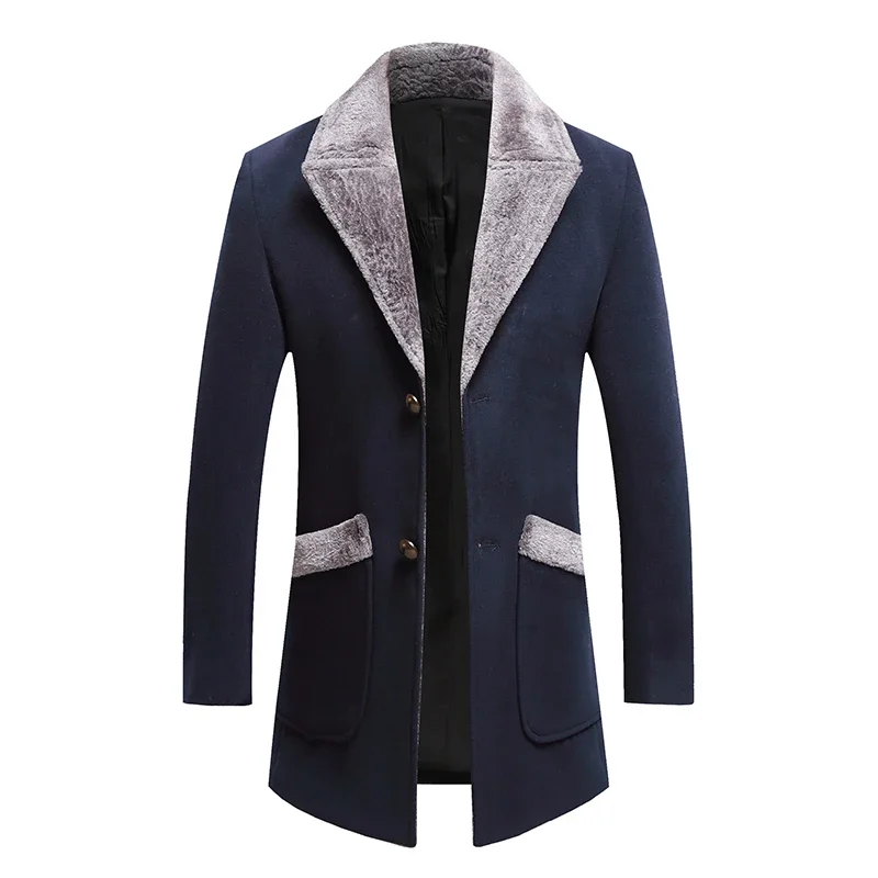 

Men's Mid-Length Woolen Coats Nice Autumn Winter Outwear Warm Overcoat Clothing Business Casual Thicken Tops Windbreaker Jac