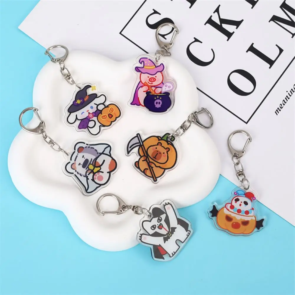 1pcs6pcsHalloween keychain Pumpkin Grimace pendant Double sided acrylic key chain Cute couple backpack Car accessory gift