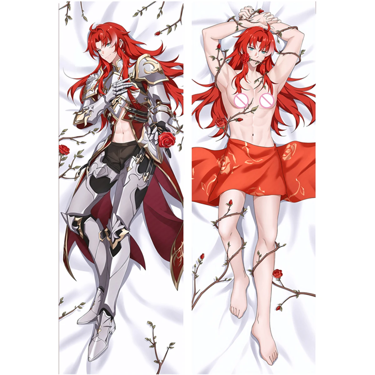 Argenti Dakimakura Cover Anime Game Red Hair Boy Waifu Otaku Long Life Size Hugging Equal Body Pillow Case