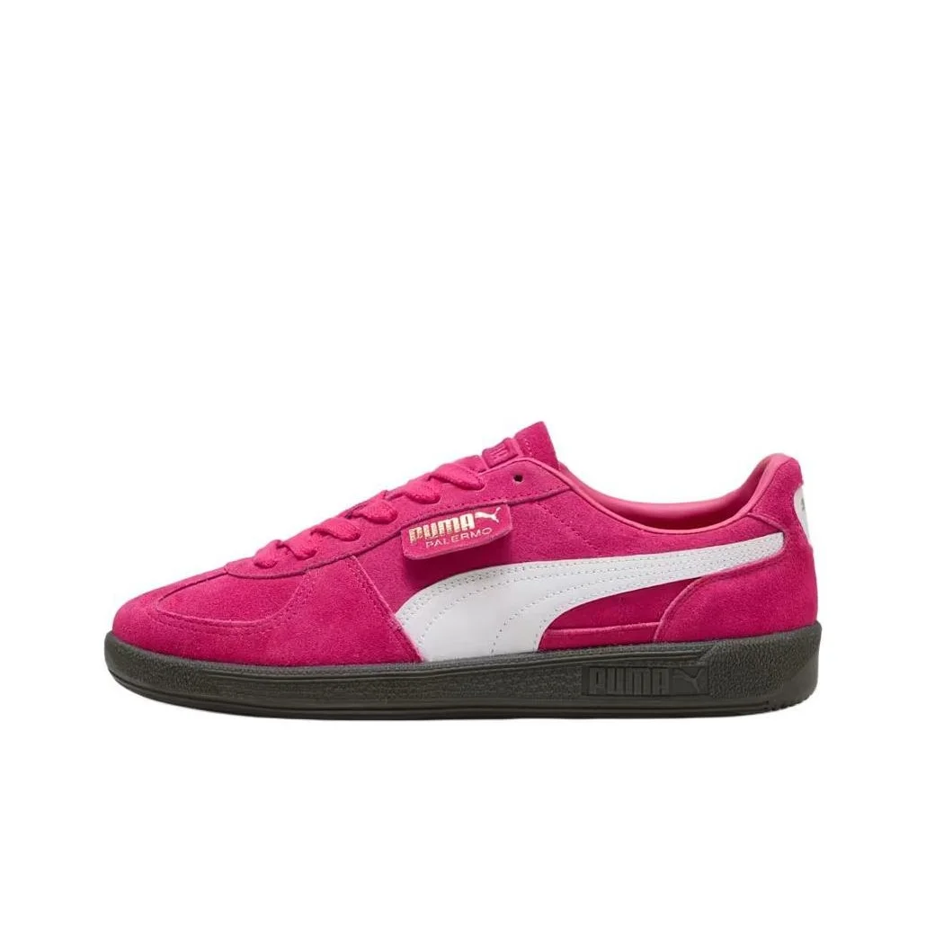PUMA Palermo Abrasion Resistant Low top German Army Trainers Unisex Pink White 396463-45