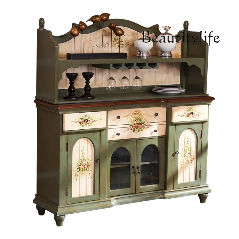 

American Painted Kitchen Cabinets Edge Storage Old Fashion Designer Home Pastoral Style