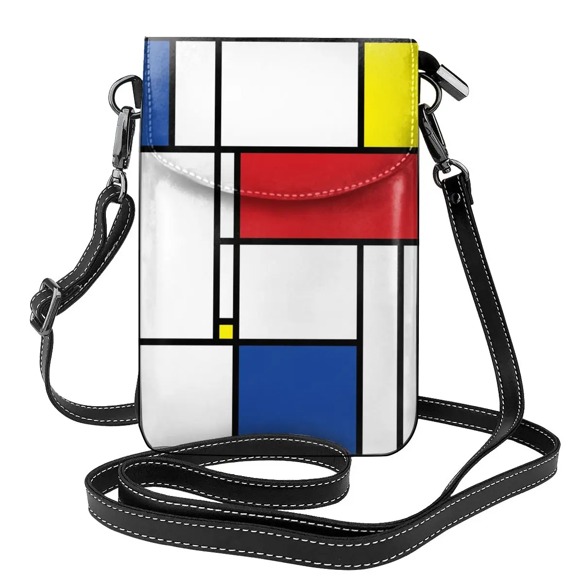 

Поп-арт - Mondrian Minimalist De Stijl Современное искусство Сумка на плечо Деловая женщина Женские сумки Подарочный стильный кожаный кошелек