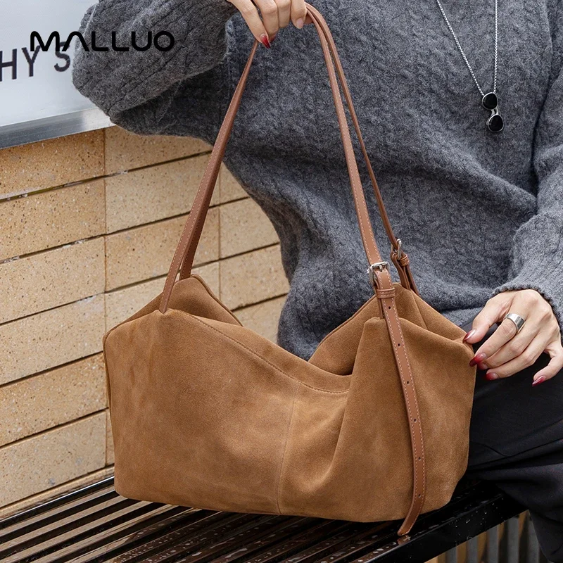 Bolsa de ombro de couro genuíno de camurça feminina senhoras bolsa crossbody de couro macio design feminino luxo e preguiçoso bolsa de deslocamento