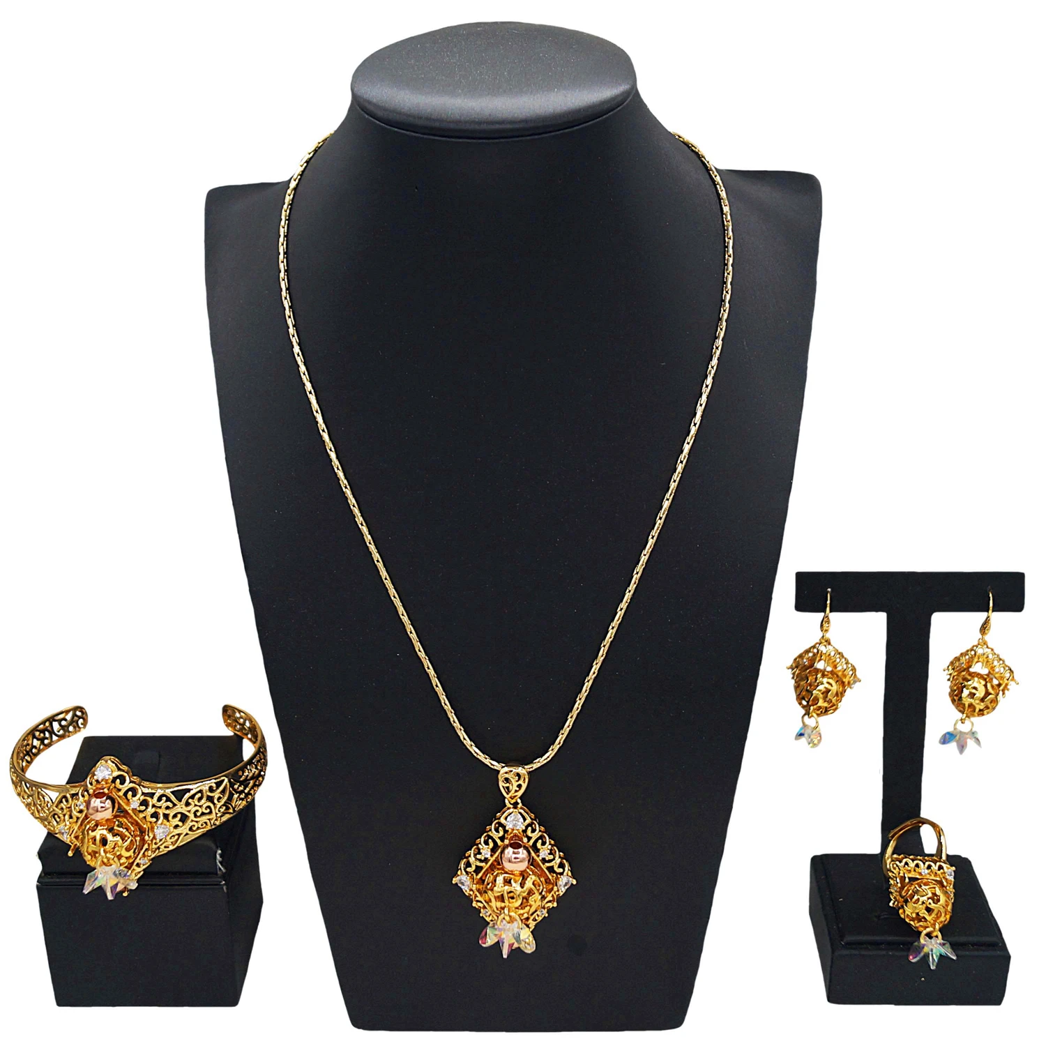 

Yuleili new 24k gold-plated jewelry four sets of Nigerian bride jewelry boutique craft luxury rich elders mother party gifts