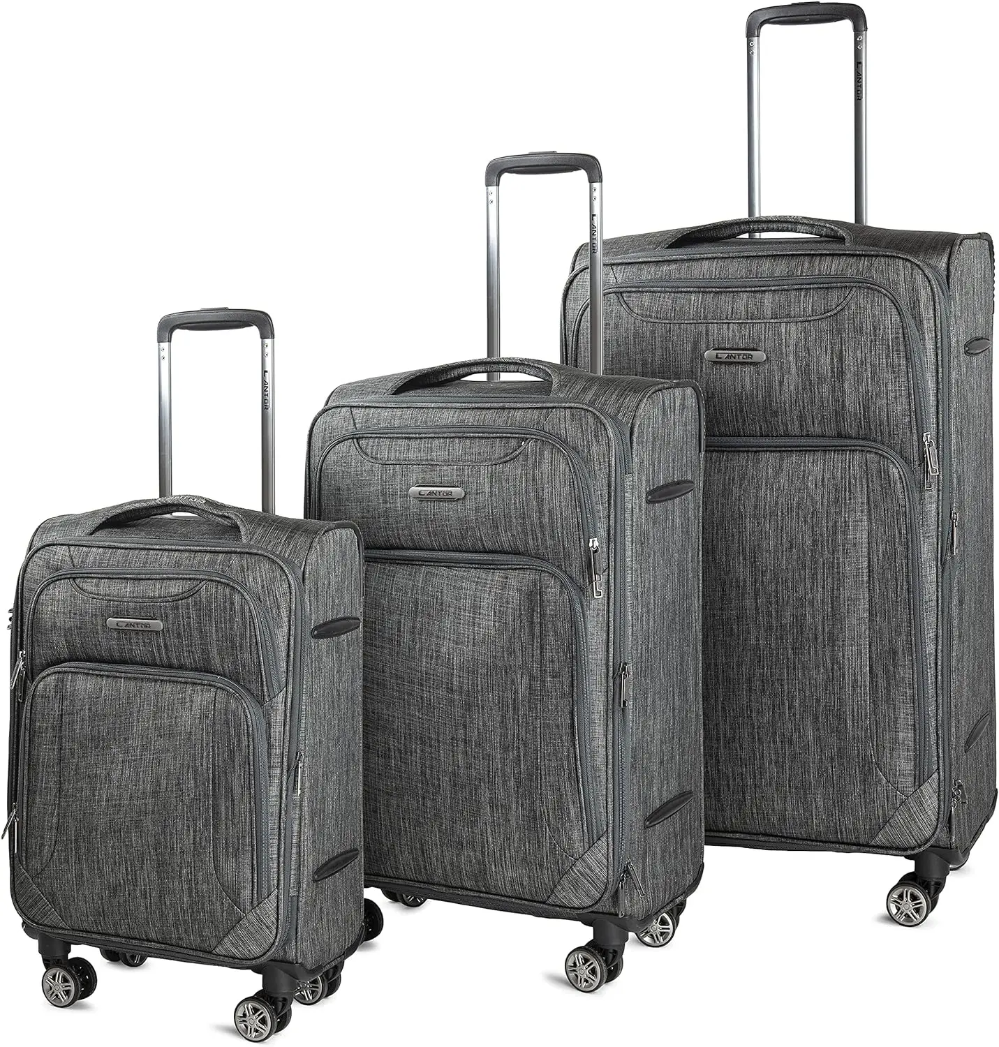 

Cantor Ultra Lightweight Softside Luggage with Spinner Wheels, Set of 3, Expandable Suitcase with Retractable Handle and ID Tag,