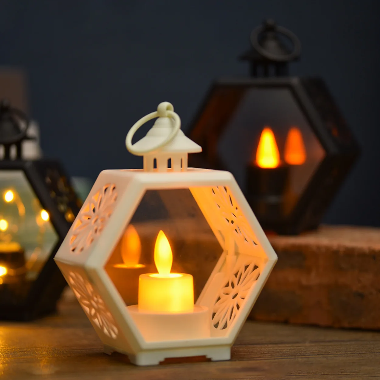 Christmas Halloween LED Wind Lantern Electronic Candle Light Atmosphere Mini Horse Lamp Home Party Decor Night Light
