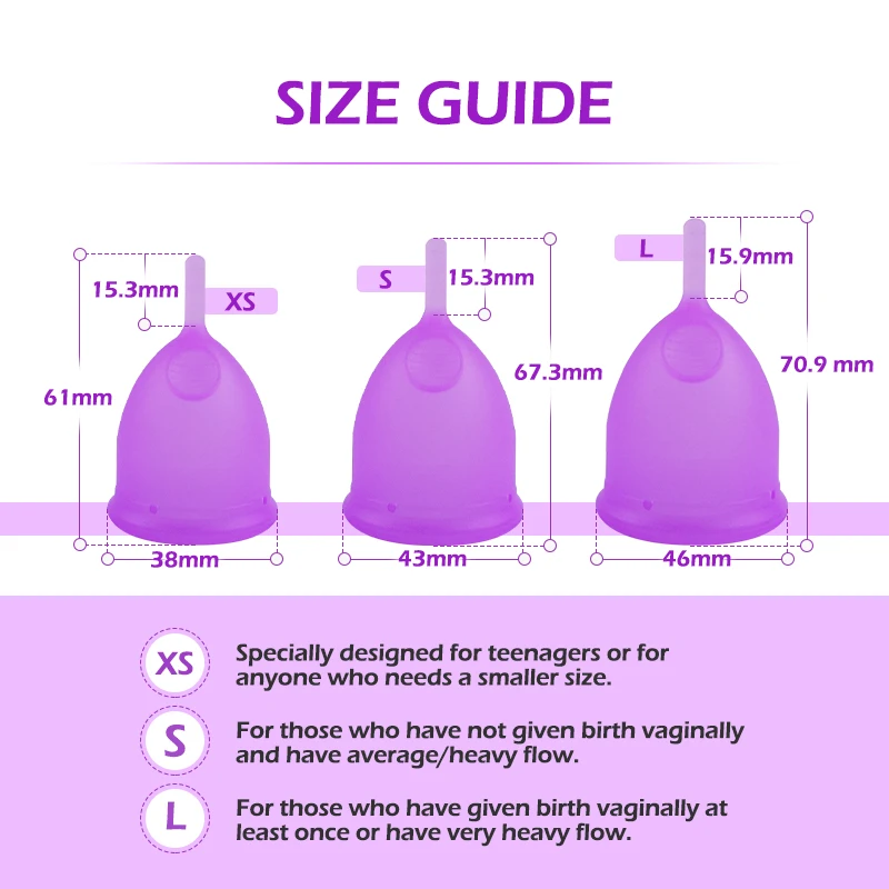 5 stuks Vrouwelijke Menstruatie Cup XS Gecertificeerde Chirurgische Siliconen Hypoallergene Vagina Periode Mensturale kopjes Persoonlijke Verzorgingsproducten