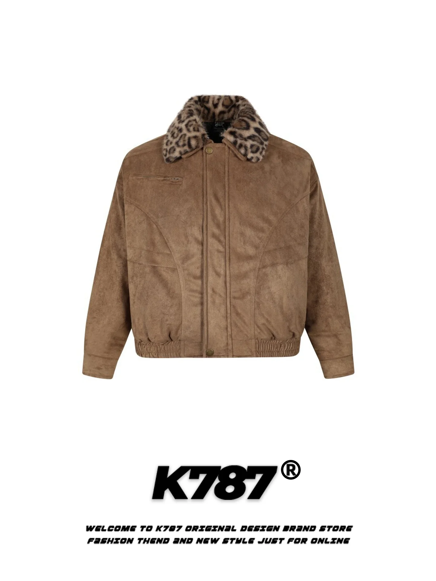 

K787 American Retro Khaki Leopard Print Collar Jaet Cotton Coat Men's Women's Trendy Brand Interlined Warm Couple Cotton Ja...