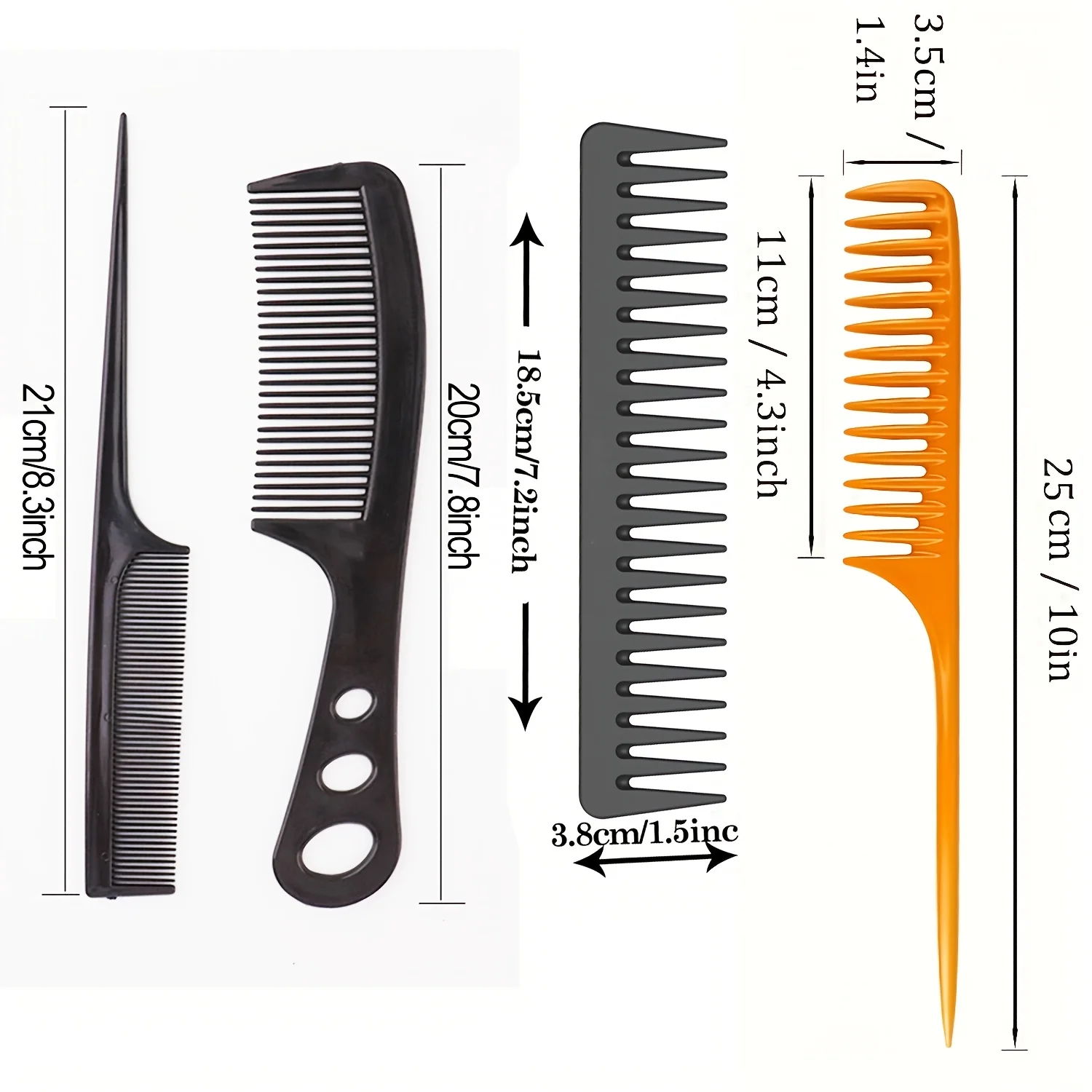 4PCS Black Hair Comb Set Different Types Hair Comb Hairdressing Tool Portable
