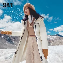 Semir-Chaqueta larga con capucha para mujer, abrigo grueso a prueba de tres letras, almacenamiento de calor, invierno, 2023