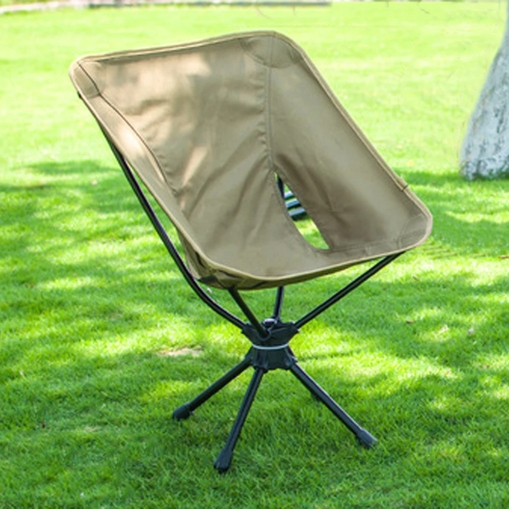 HooRu Outdoor Swivel Chair Portable Folding Camping Chair with Carry Bag for Beach Picnic Hiking Fishing Ultralight Seat Tools