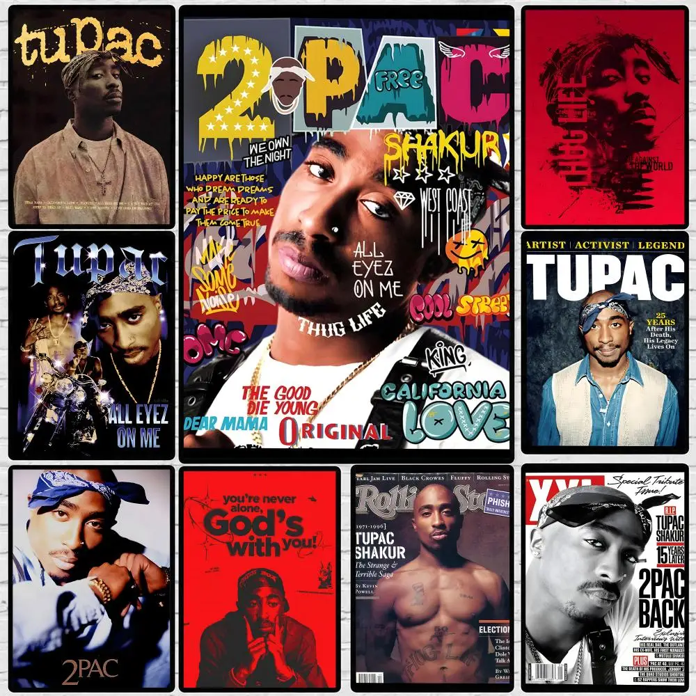 Rapper Tupac Shakur 2Pac Poster 	 Poster Wall Sticker Waterproof Self Adhesive HD Art Bedroom Bar Decor