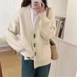 New V-Neck Temperament Small Fragrant Wind Women 2024 Loose Sweater Sweater All Sweater Coat Special Offer Cardigan LX6