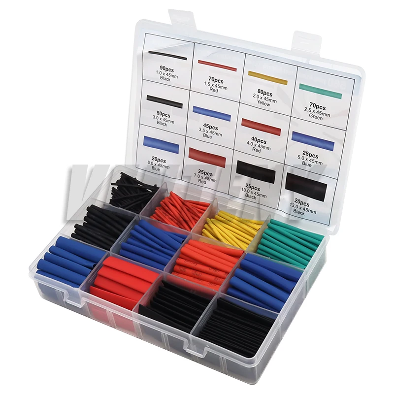 127-750pcs Heat-shrink Tubing Thermoresistant Tube Heat Shrink Wrapping Kit Electrical Connection Wire Cable Insulation Sleeving