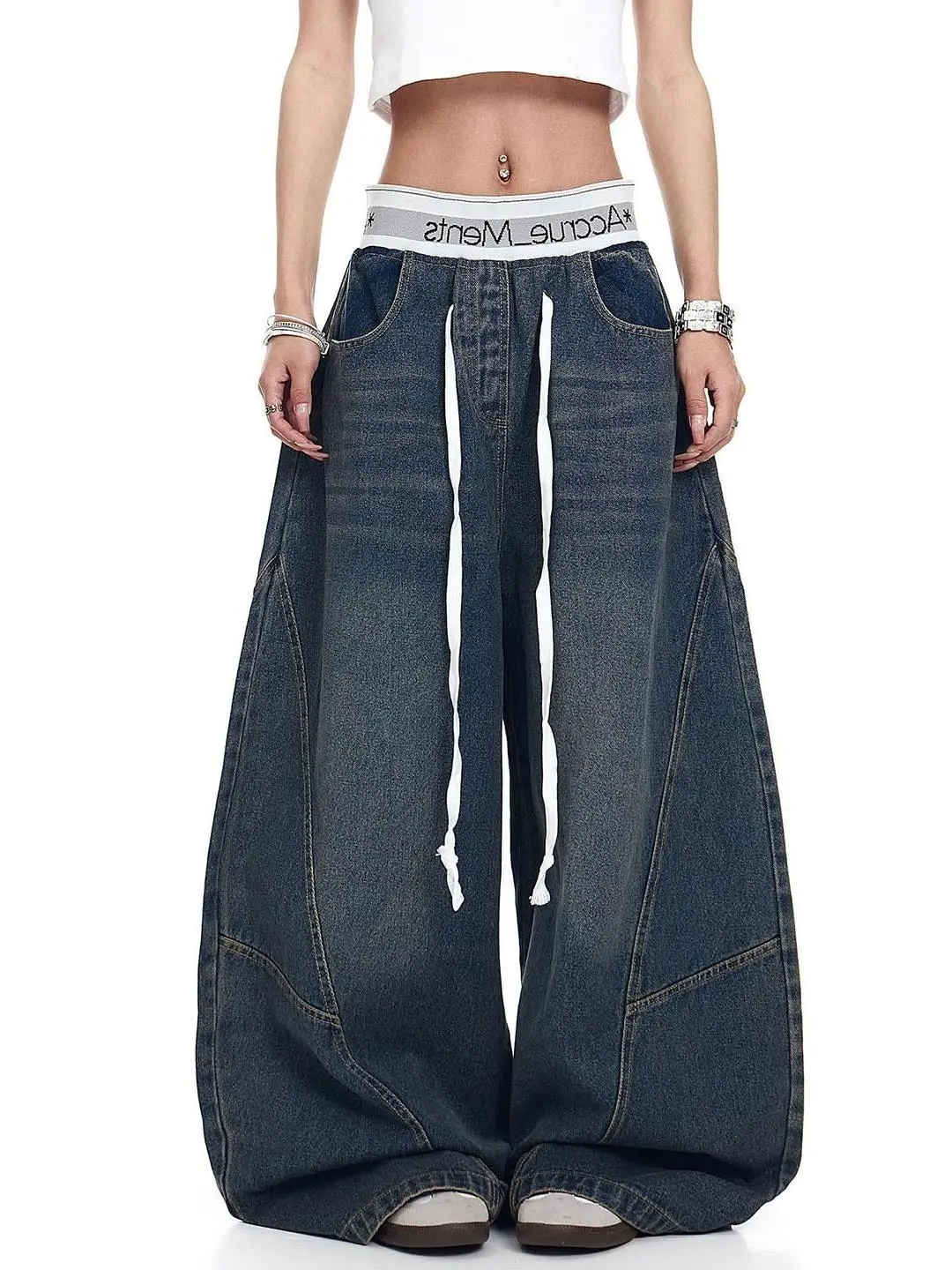 

American Retro Double Waist Knife Wide Leg Straight Cut Jeans Men's Spring Autumn Loose Casual Long Trousers