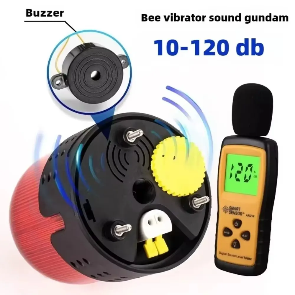 Three Sound Modes Emitting LTE-1101J Light Flashing Shiny Warning Light 120dB Volume Adjustable Magnetic Base  12V 24V 220V