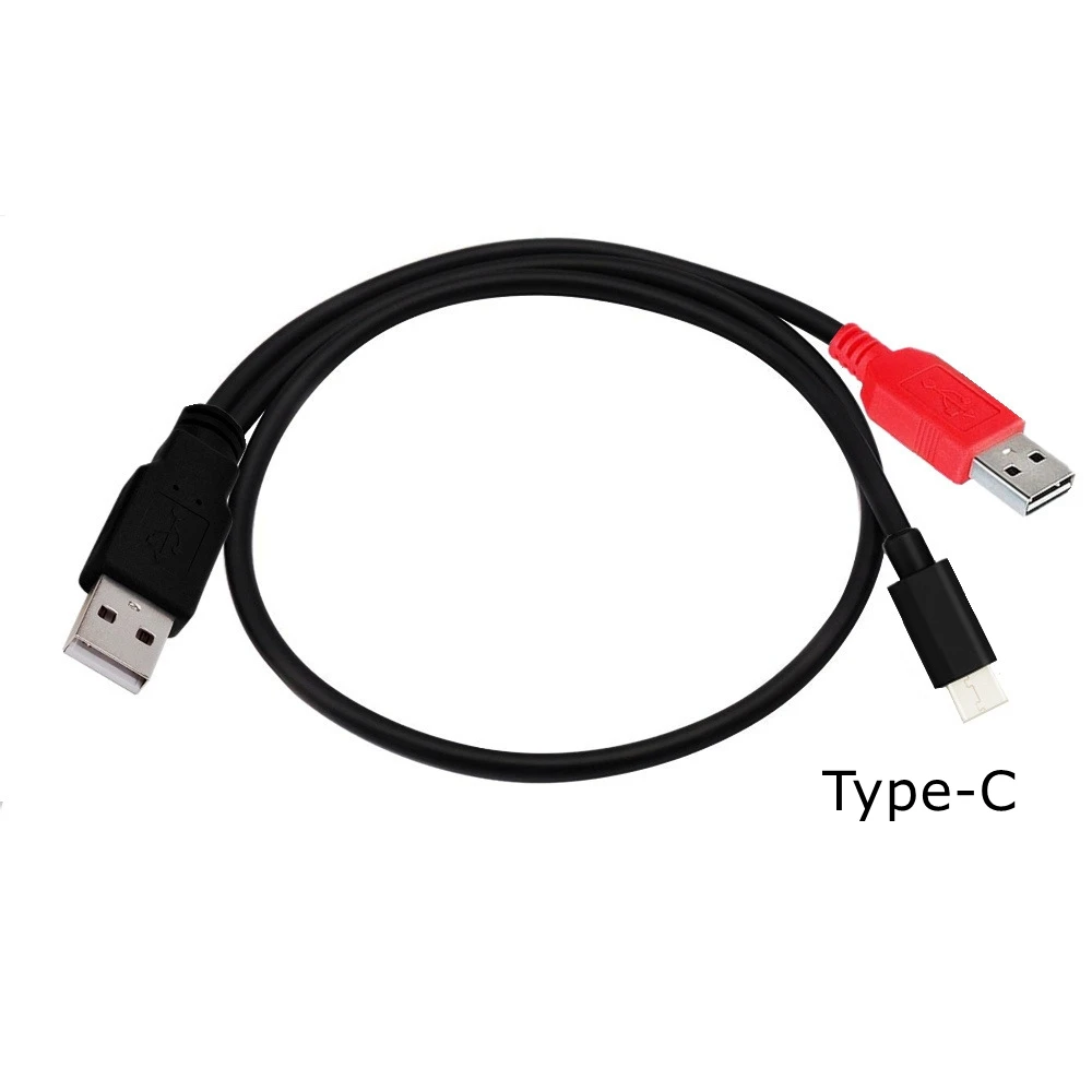 2In1 USB 2.0 Type A Male To Micro Mini USB 5Pin Type A 3A C Male Y Splitter Cable 80/20CM with USB Power Supply For HDD Camera