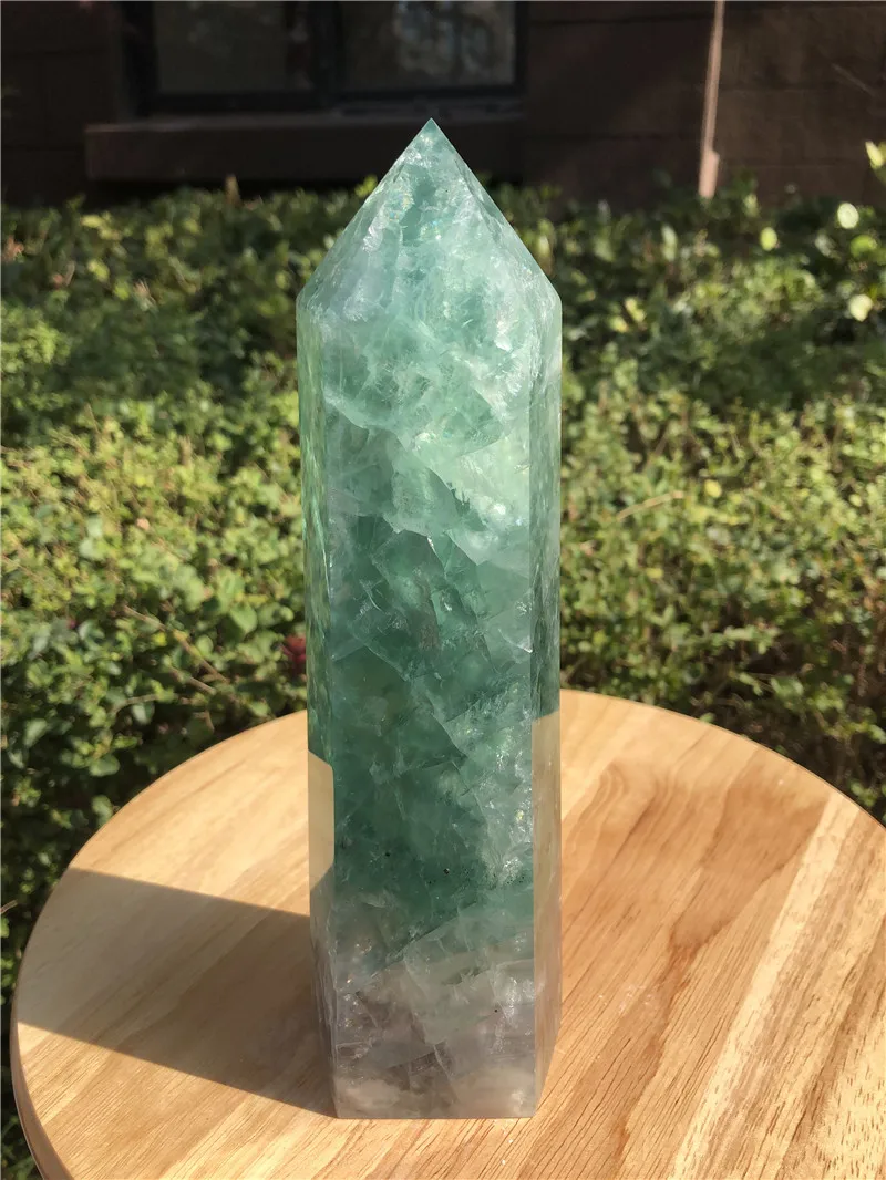 

1.65kg Rare large Natural Clear Green Fluorite Crystal Point Natural Crystal Wand