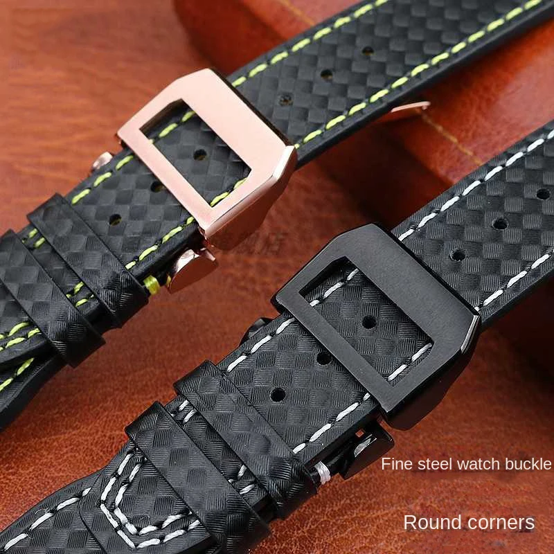 For IWC Pilot Mark Little Prince IWC Portuguese Genuine Leather Strap Carbon Fiber Pattern Bracelet Watchband 20mm 21mm 22mm image 2