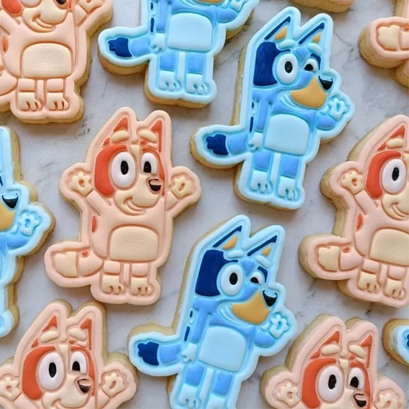 Bluey Cartoon Cookie Mold Puppy Bingo Cookie Grinding Tool Birthday Cake Cookie Decoration Printed 3D Mold kids Plasticine Mold