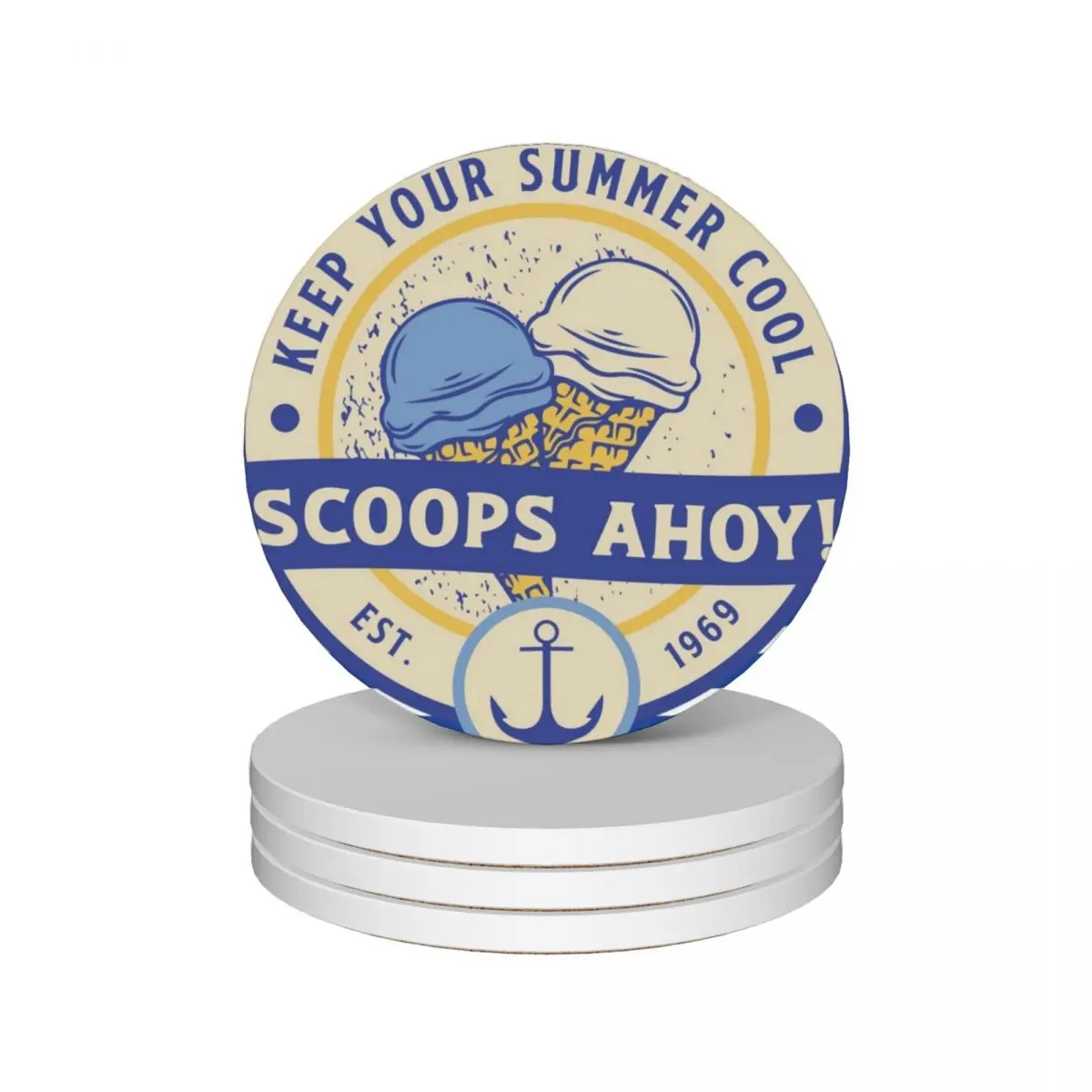 

Scoops ahoy- striped Ceramic Coasters (Set of 4) tea cup holders animal Coasters