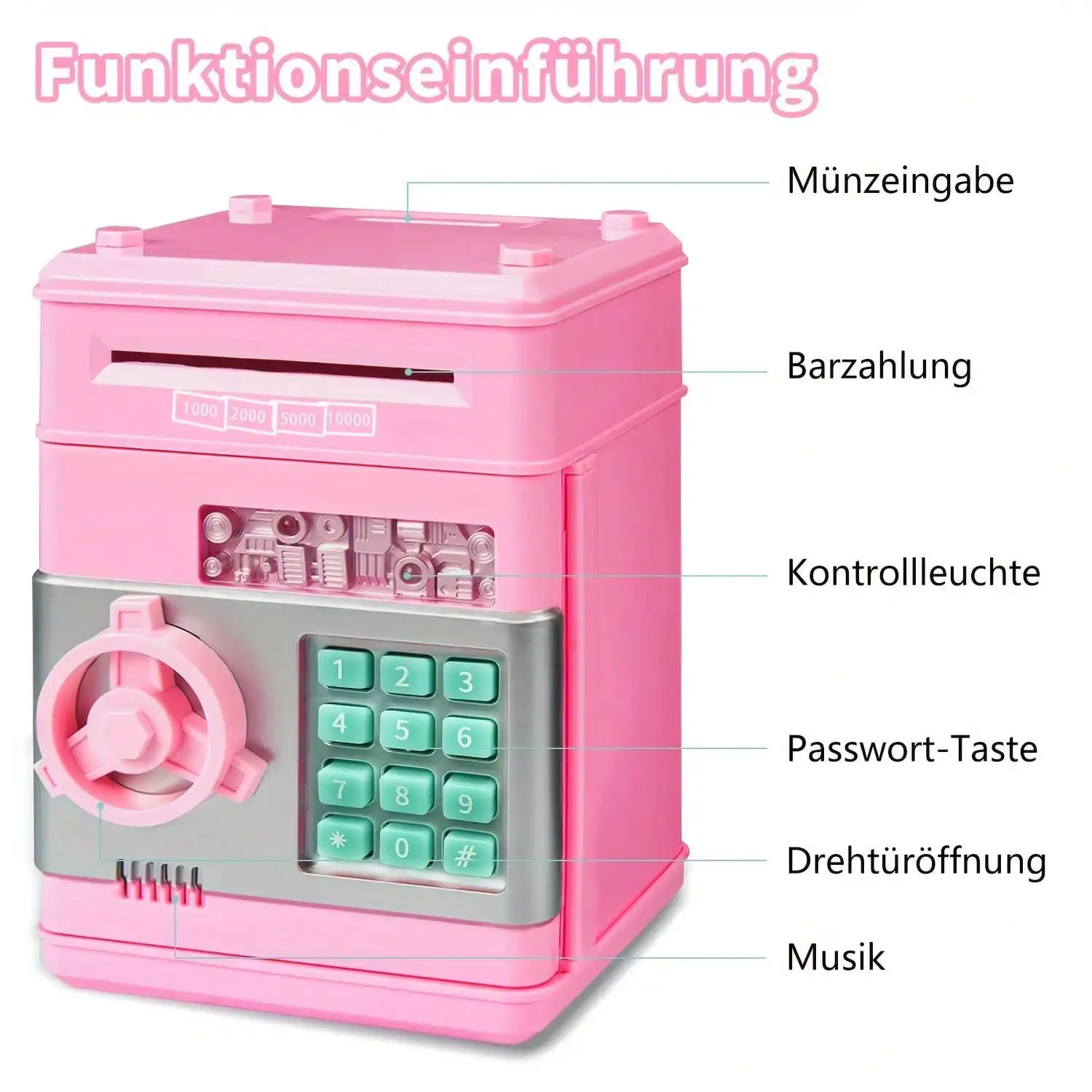Kids Mini ATM Piggy Bank,Electronic Cash Coin Saving Money Box,Simulation ATM Savings Bank Toy,Fun Educational Money‑Management Toy,Great Birthday Holiday Gift for Boys Girls Ages 3‑12 view 4