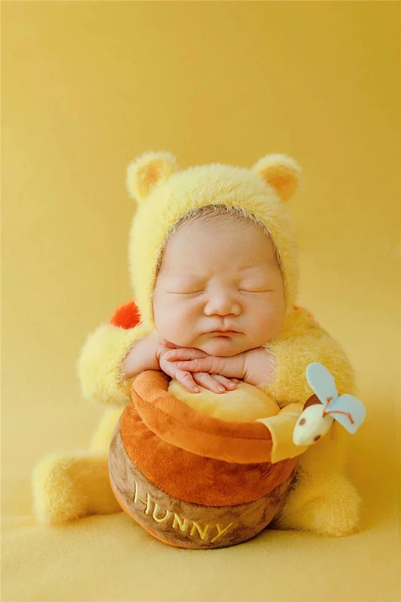 Puntelli per fotografia per neonato Set a tema orso Honneypot Sacco a pelo Abiti Decorazioni Coperta Studio Shoot Photo Prop