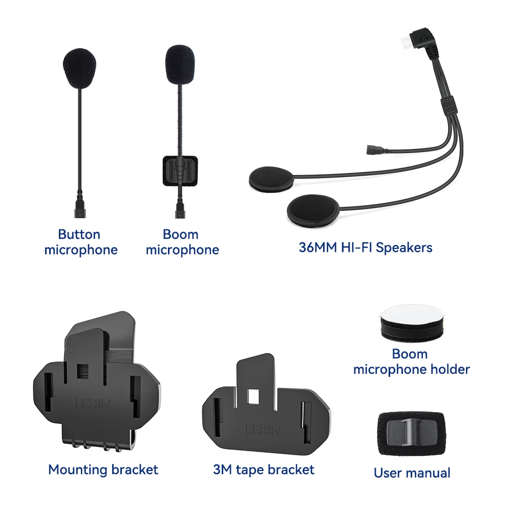 LEXIN-GTX 36MM Motocicleta Intercom Headset & Clip Acessórios Para Full/Half Capacete Intercom Headset Plug