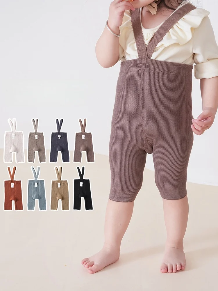 2026 Spring Toddler Baby Short Leggings High Stretch Newborn Suspender Tights Skin-friendly Daily Wear Infant Overalls