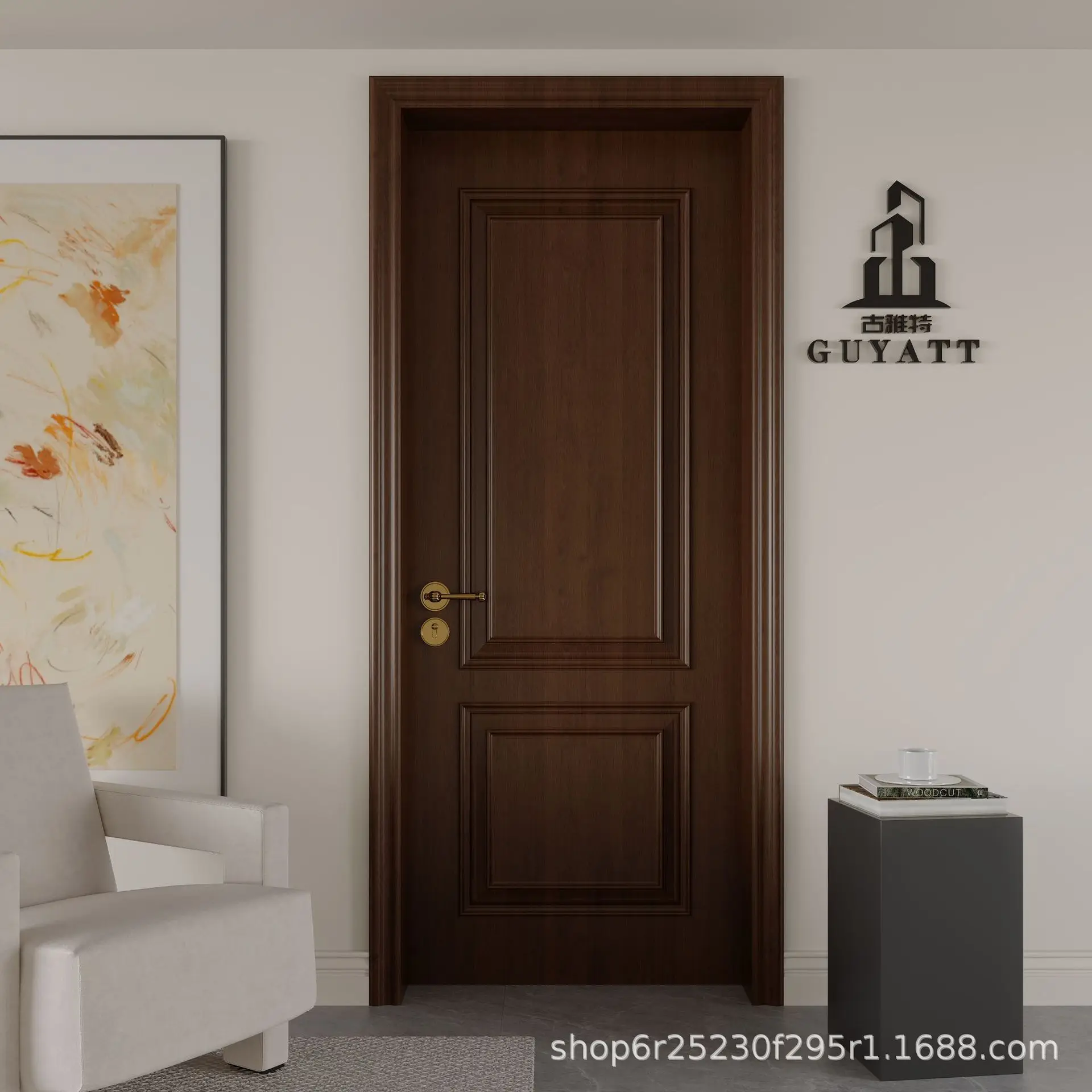 

Мефан, французский ретро, средневековый стиль, спальня, дверь из цельного дерева, внутренняя краска, орех, стеклянная распашная дверь