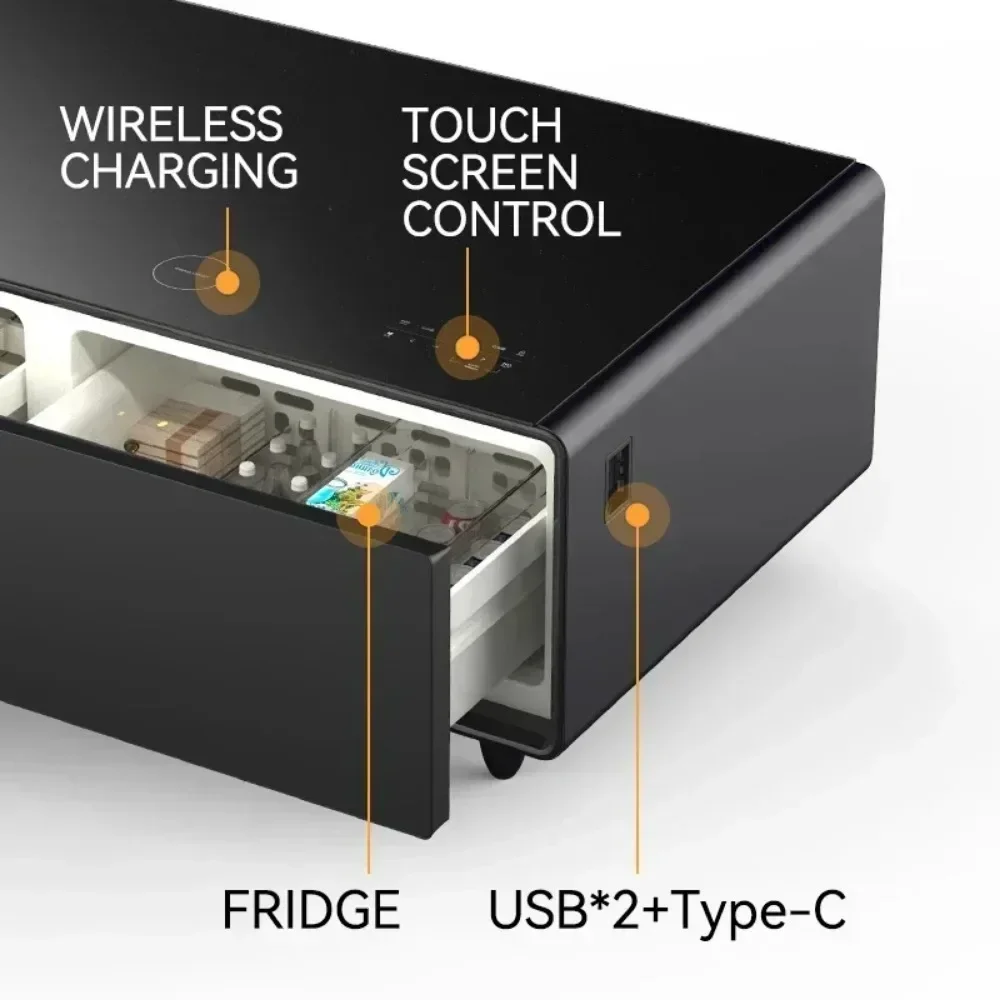 2022 Modern luxury living room furniture touch bluetooth refrigerator wireless charging speaker USB fridge smart coffee