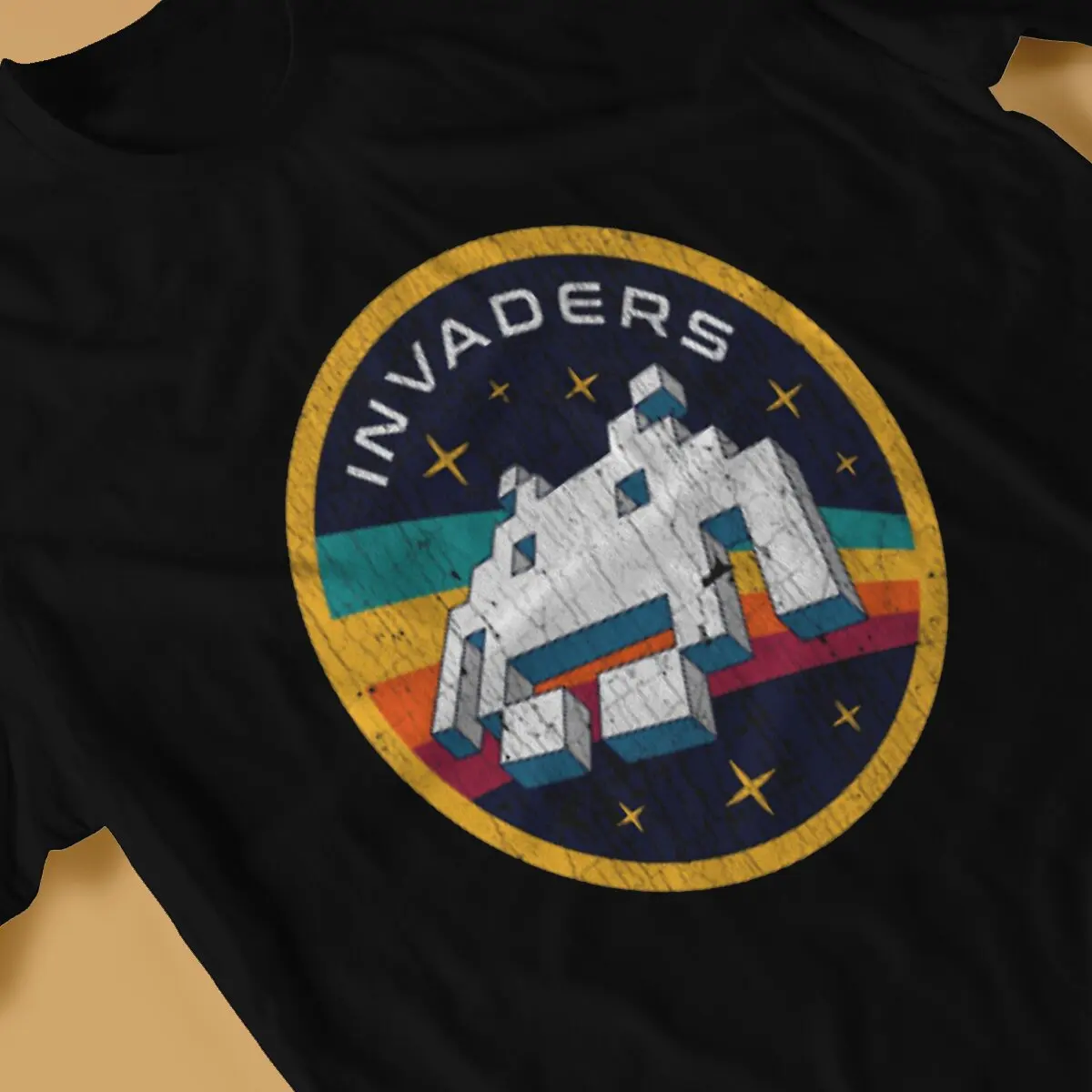 Space Invaders Game Patch Tshirt Graphic Men Tops Vintage Homme Summer Polyester Clothes Harajuku T Shirt