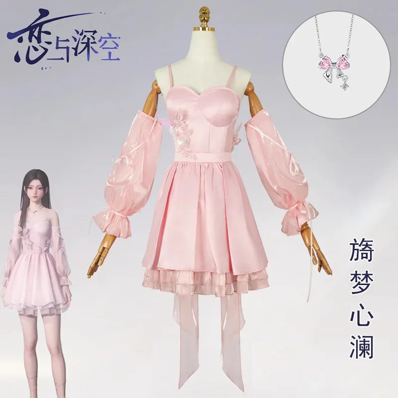 

Game Love and Deepspace Cosplay Mc Hunter Cosplay Girls Women Pink Dress Uniform Suit Party Play Outfits for Sexy Girl Skirt